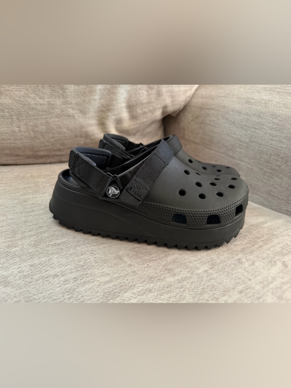 CROCS Black Classic Hiker Platform Clogs Size 7